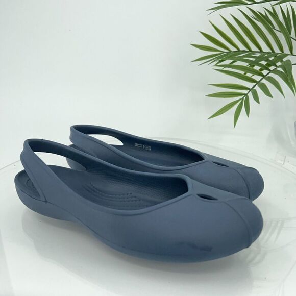 CROCS Women's Olivia Ballet Flats Size 10 Slingback Shoe Navy Blue Slip On - Picture 1 of 12